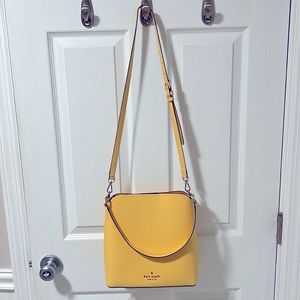 Kate Spade Darcy refined grain leather Large Bucket Bag butter yellow NWOT